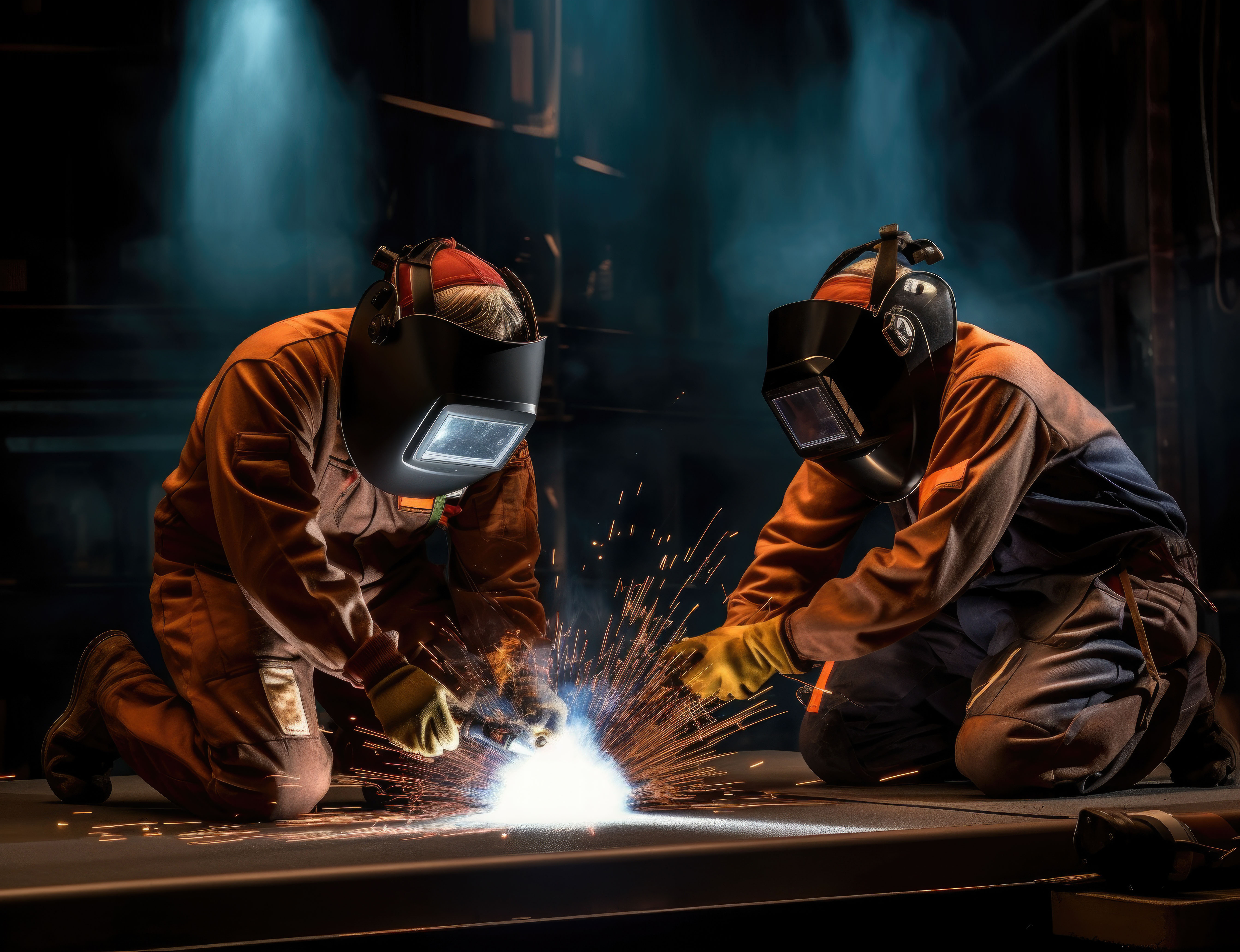 Zwei Handwerker beim Schwei&szlig;en